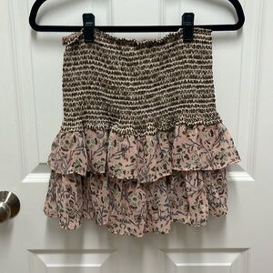Allison Marled Tiered Skirt with Floral Motif - Medium